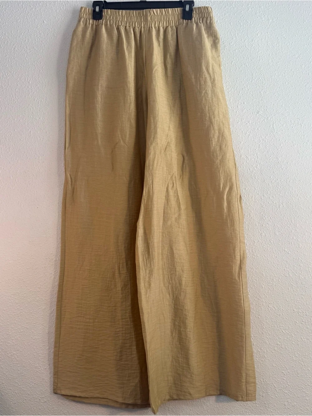 Zara Linen Blend Wide Leg Pants Size L Brown